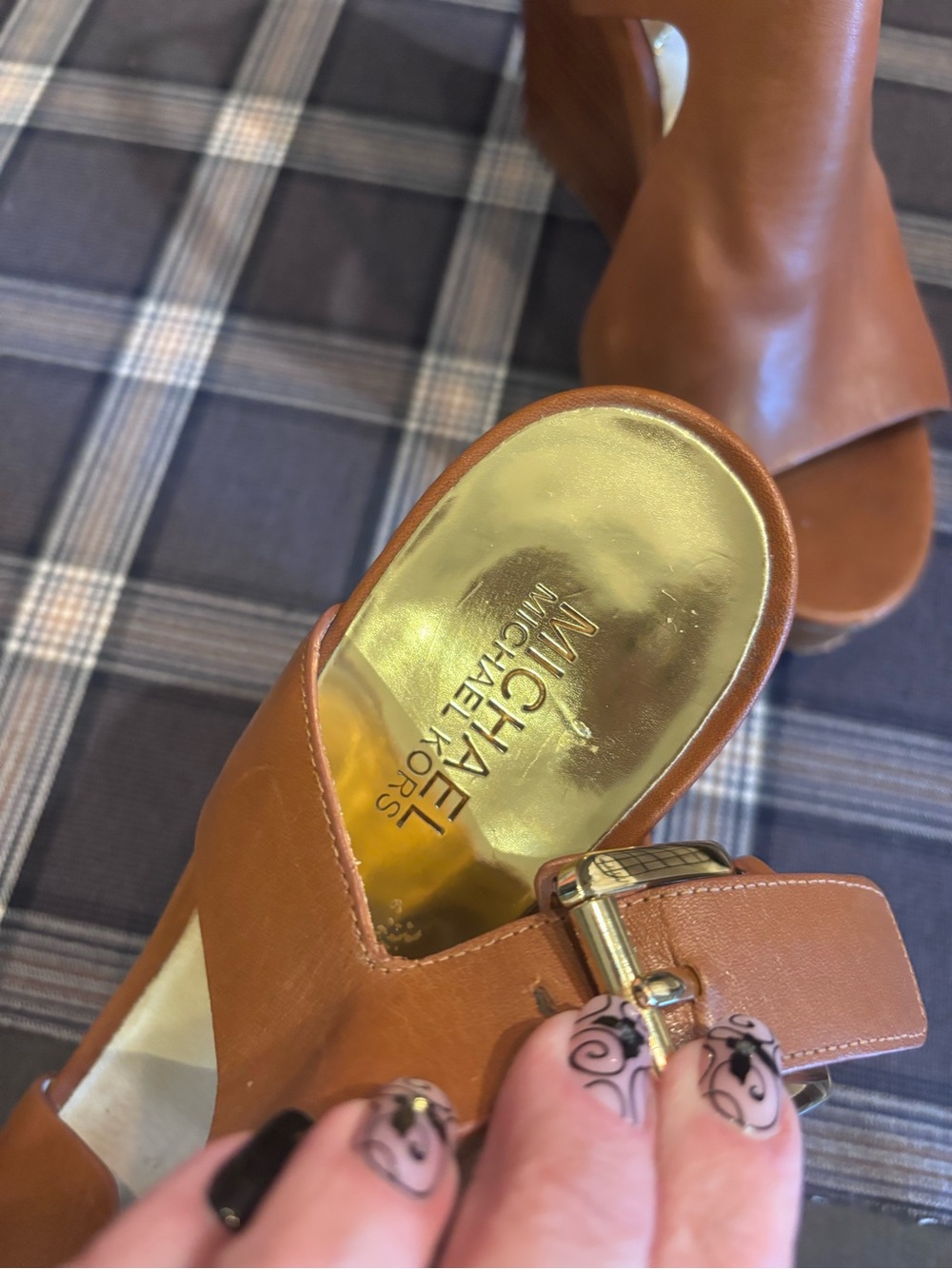 Michael Kors Brown Josephine Leather Sandal Wedge - Picture 5 of 8